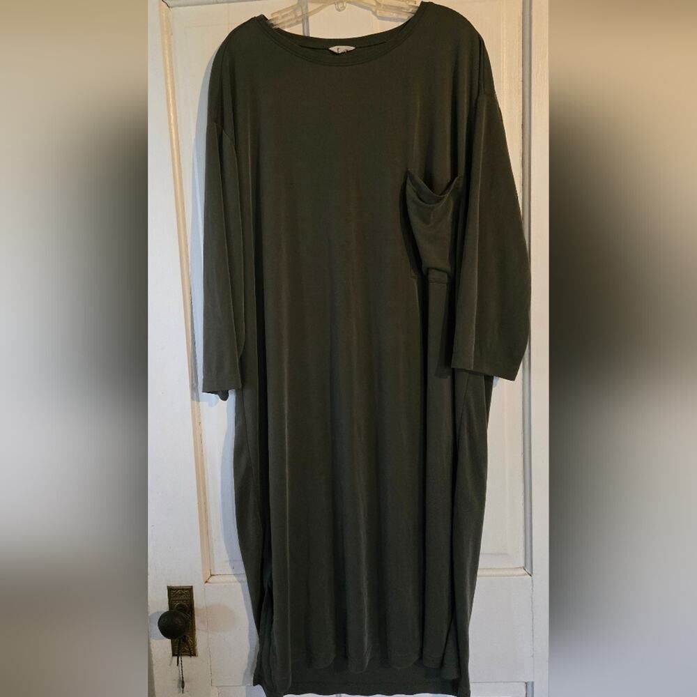 NAP Army Green Jersey Oversize Dress One Size Casual Loose Fit Dress